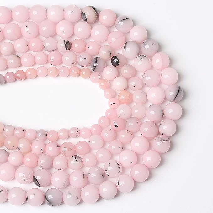 45pcs 8mm Natural Pink Opal Jades Stone Round Loose Spacer Beads for Jewelry Making DIY Bracelets Crystal Energy Healing Power Stone