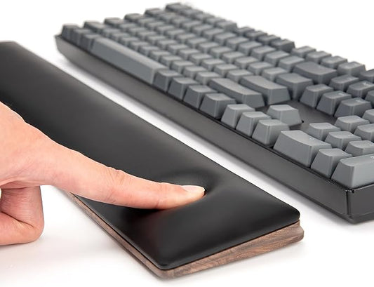 COLORCORAL Wrist Rest for Computer Keyboard Ergonomic Wrist Support with Memory Foam Walnut Wooden Wrist Pad with Anti-Slip Rubber Base for Typing Pain Relief Comfort for Office, Gaming