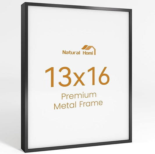 13x16 Aluminum Metal Picture Frame,Tempered Glass Black Photo Frame 13x16 for Family Photo,Posters,Art,Document to Wall Mount Horizontally or Vertically