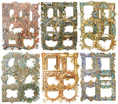 60 Pcs Medieval Frame Stickers for Scrapbooking and Journaling by Auriicleaf