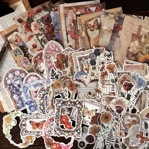 200PCS Vintage Scrapbook Paper Journaling Scrapbooking Supplies Kit Retro Decorative Craft Paper Assorted for Bullet Junk Journals Card Making Craft DIY, Butterfly Waltz - Image 2
