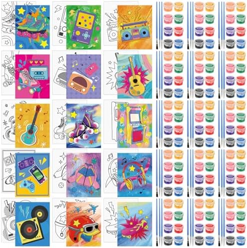 Sherr 75 Pcs 15 Set 90s Vintage Pre Drawn Canvas Kit for Painting Craft Sip by Sherr