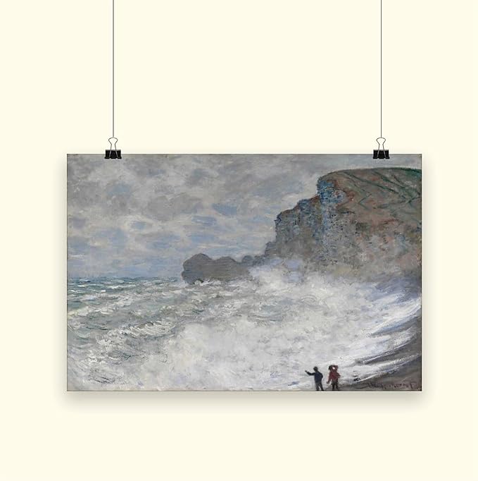 40+ Monet Famous Print Posters Rough Weather at Étretat by Claude Monet Impressionism Canvas Art Poster And Wall Art Picture Print Modern Family Bedroom Decor Posters Unframe 12×18inch(30×45cm)