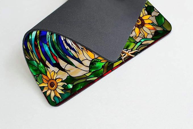 Square Mouse Pad Glass Rooster,Gaming Mouse Pads for Desk,Soft Computer Waterproof Non-Slip Mouse Mat