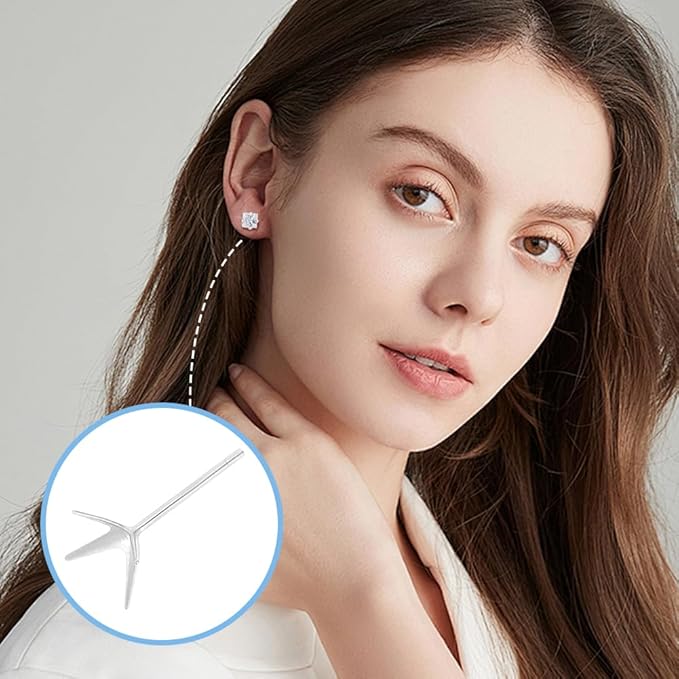 UNICRAFTALE 10Pcs 5 Sizes Platinum Prong Earring Setting 925 Sterling Silver Stud Earring Findings Metal Blanks Claw Earring Posts Beads Rhinestone Component for Jewelry Making Stud Earrings Crafts