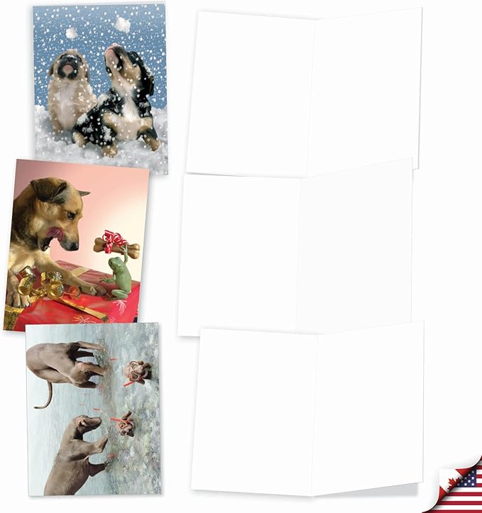 The Best Card Company - 10 Blank Dog Greeting Cards for All Occasions (4 x 5.12 Inch) - Puppy Love M6546OCB