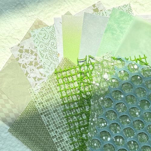 Aromoty 15 sheets Handmade Scrapbook Paper Craft Mesh Fabric Scrapbooking Supplies Aesthetic Morandi Textured Special Paper Mix for Junk Journal Journaling DIY Materials,5.1x7.02 inches by Aromoty