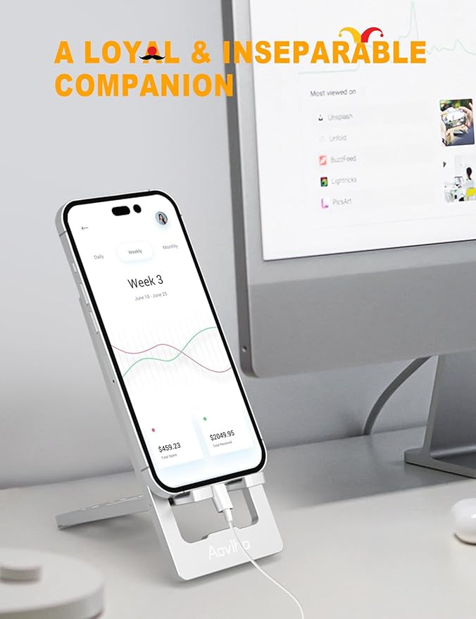 Ultra - Thin Portable Phone Stand: Foldable & Space - Saving, Fits 3.7-7 inch Devices, Silver