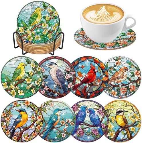 Hummingbird Diamond Art Coasters, Diamond Painting Coaster Kit for Adults by CRASHOT