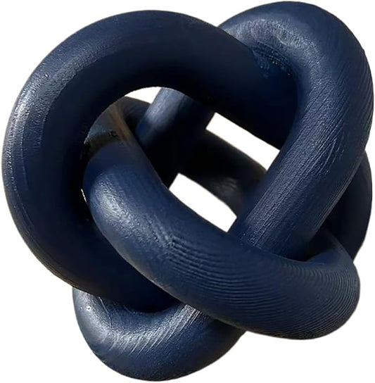Gudaguu Wood Knot Decor - Coffee Table Chain Link Decor, Hand Carved Boho Rustic Modern Shabby Chic Style, Navy Blue
