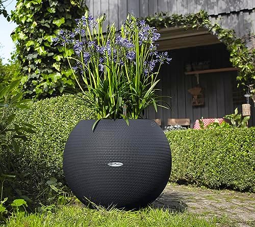 Lechuza Puro Color 50 Slate, Self-Watering Large Round Planter, D19.7 H15.4 in - Image 5