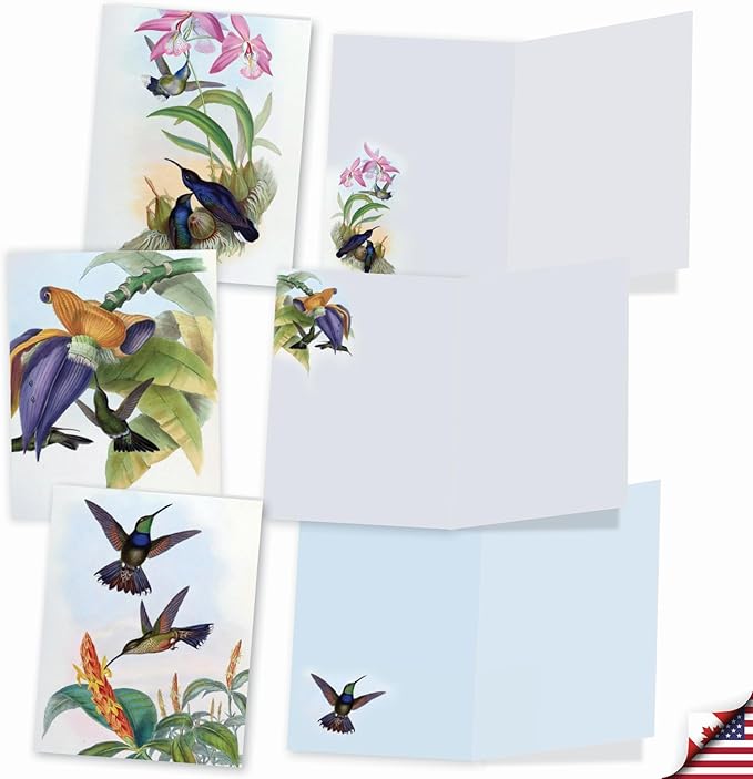 The Best Card Company - 20 Blank Notes with Envelopes - All Occasion Animal Assortment (10 Designs, 2 Each) - Humming Along AM9687OCB-B2x10