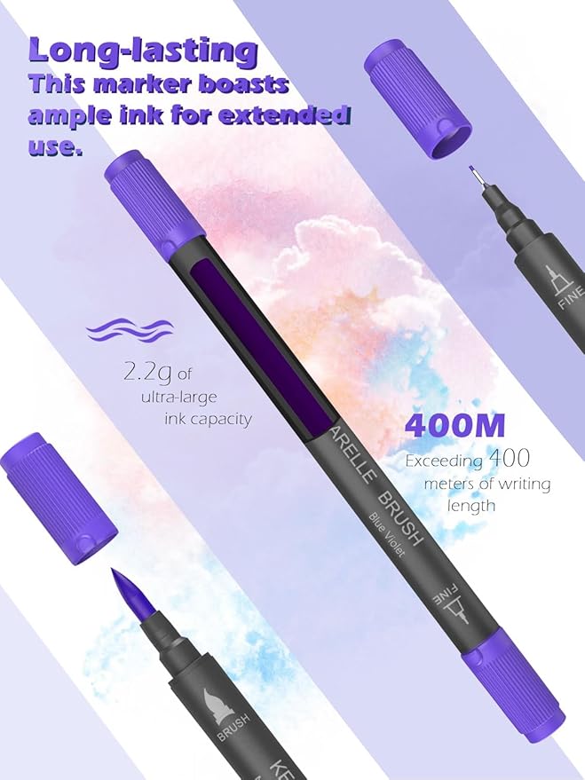 Markers for Adult Coloring Books: 60 Color Dual Tip Fine & Brush Pens - Water-Based Coloring Marker for Adults Drawing Sketching Bullet Journal Writing Lettering No bleeding