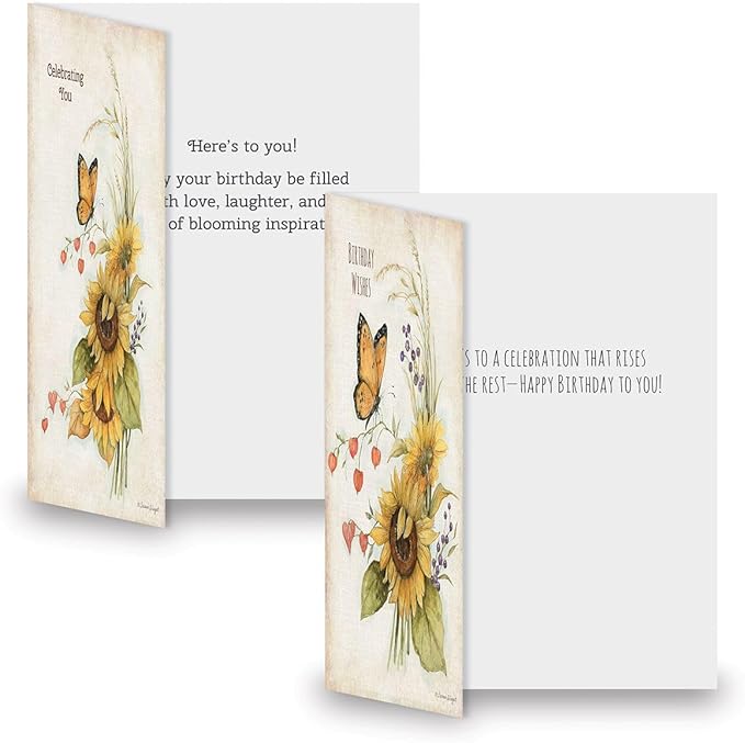 Current Autumn Sunflower Greeting Cards- Set of 18 Large 5 x 7-Inch Folded Cards, Holiday Card Value Pack, Envelopes Included