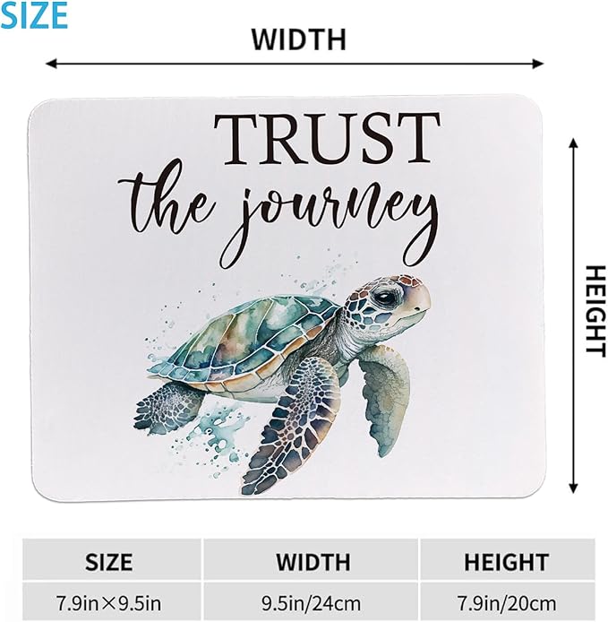Rusenbao Turtle Mouse Pad for Desk, Turtle Gifts for Women Turtle Lovers, Turtle Desk Accessories, Non-Slip Rubber Base Mouse Pads for Wireless Mouse, Computers, Laptop, Office, 9.5x7.9 Inch