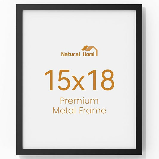 15x18 Aluminum Metal Picture Frame with Tempered Glass,Black Photo Frame 15x18 for Wall Gallery Poster Puzzles Artwork Frame 15 x 18 to Wall Mount Horizontal or Vertical