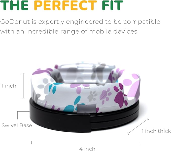 GoDonut Plus+ Ultra Phone Stand (Swivel Base) - Portable Mount Accessory - Charging Port Access - Compatible with Tablet, iPhone & Most Smartphones