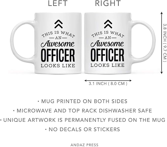 Andaz Press 11oz. Ceramic Coffee Tea Mug - Thank You Gift, Awesome Officer, Birthday Ideas, Includes Gift Box