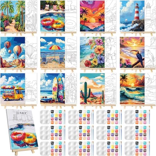 Zhanmai 12 Set Paint and Sip Kit for Adult 8''x10'', Hawaii Landscape by Zhanmai