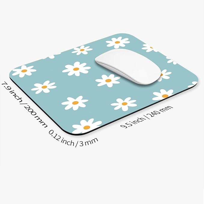 Square Mouse Pad Little Daisy,Personalized Premium-Textured Custom Mouse Mat Design,Washable Mousepad Cloth,Non-Slip Rubber Base Computer Mouse Pads for Wireless Mouse