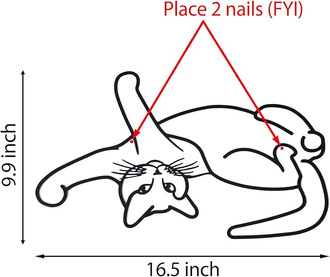 TYLCC Black Metal Cat Wall Decor Minimalist Abstract Cat Wall Art Line Drawing Art for Living Room Bedroom Decorations (Roll)