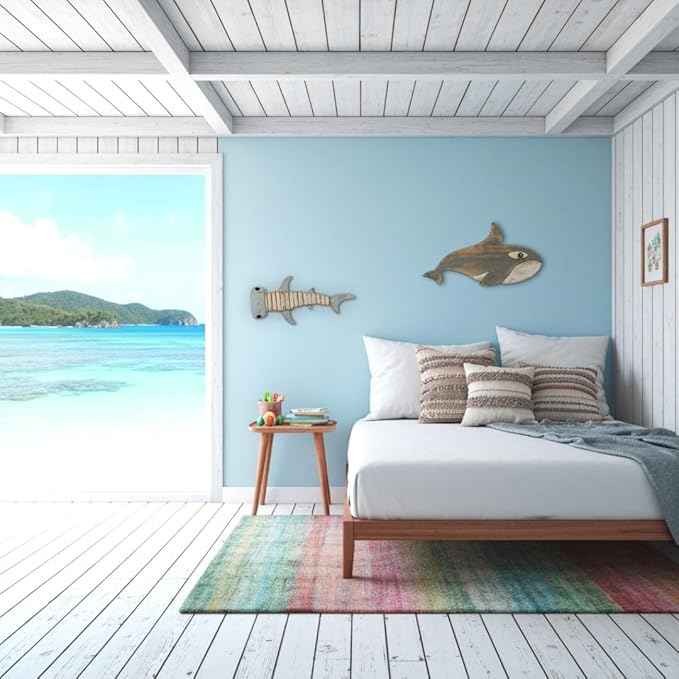 Mint Bucket Brands Driftwood Fish Nautical Wall Decor - 16" x 7.5" Handmade Wooden Rustic Coastal Wall Art for Living Room, Bedroom, Office, Bathroom - Ocean Beach Decoration (Kai)