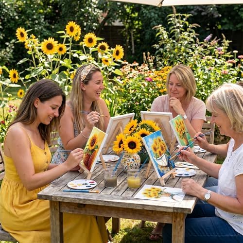 Engrowtic 12 Pcs 8 x 10'' Sunflower Flower Pre Drawn Canvas to Paint Pre Printed Sketched Canvas for Adult Ladies Paint Art Party Favor Board Set for Craft(Vivid Style) - Image 5