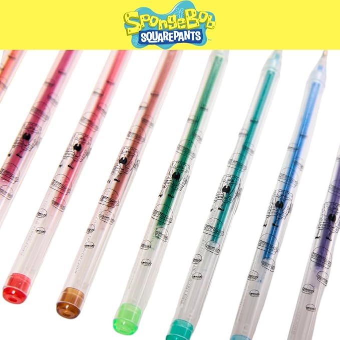 Innovative Designs Nickelodeon SpongeBob SquarePants Gel Pens Set for Kids, 24 Pack with Glitter Gel Pens, Cute Pens for Boys and Girls