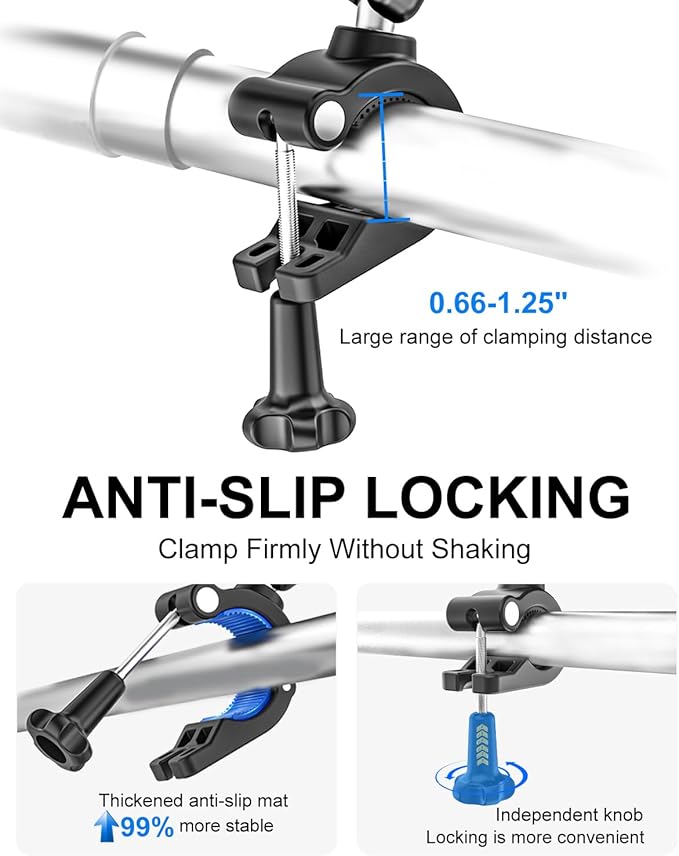 Grab Handle Tablet Holder for Truck/Car, Shockproof Metal Arm Tablet Mount Clamp for Tractor, Picku, SUV, Van, Excavator, Front Loader, Forklift, Compatible with 4-13" iPad Pro Air, iPhone