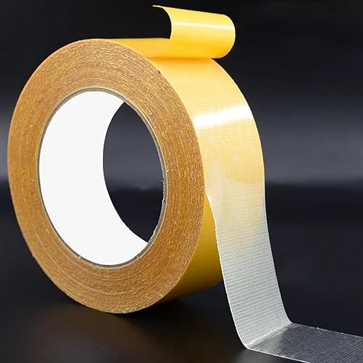 Double Sided Fabric Tape Heavy Duty Mounting Tape 1.58" x 33FT Resistente Clear Super Stick Tape with Fiberglass Mesh High Tack Strong Adhesive for Clothes Carpet Arts