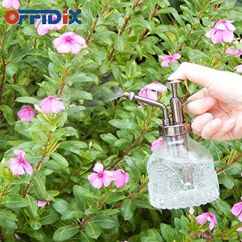 OFFIDIX Plant Mister Glass Spray Bottle, 6.3"Tall Vintage Plant Spritzer Watering Can, Succulent Watering Bottle with Plastic Bronze Plastic Top Pump, Can for Outdoor Indoor Garden, Cleaning Solutions - Image 7