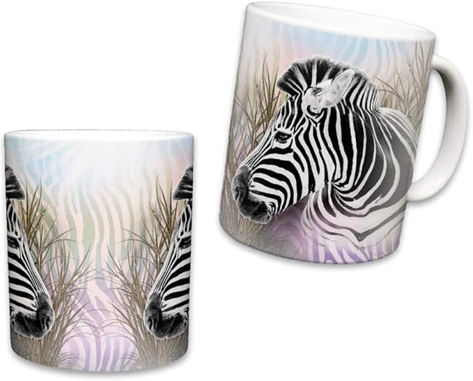 Zebra Mug | Cute Animal Ceramic Travel Mugs | Coffee Lovers Cup | Zebras Design | Great Novelty Gift | Decorative Home Kitchen Drinkwear | Multi Color | 11 Fl. Oz