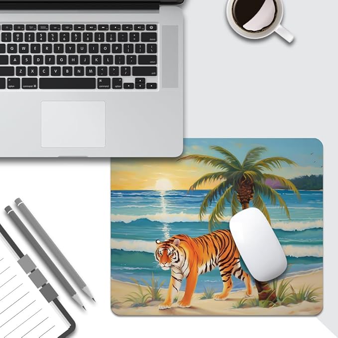 Tiger by The Seaside Texture Mouse pad, Square Waterproof and Anti Slip Mouse pad for Office laptops