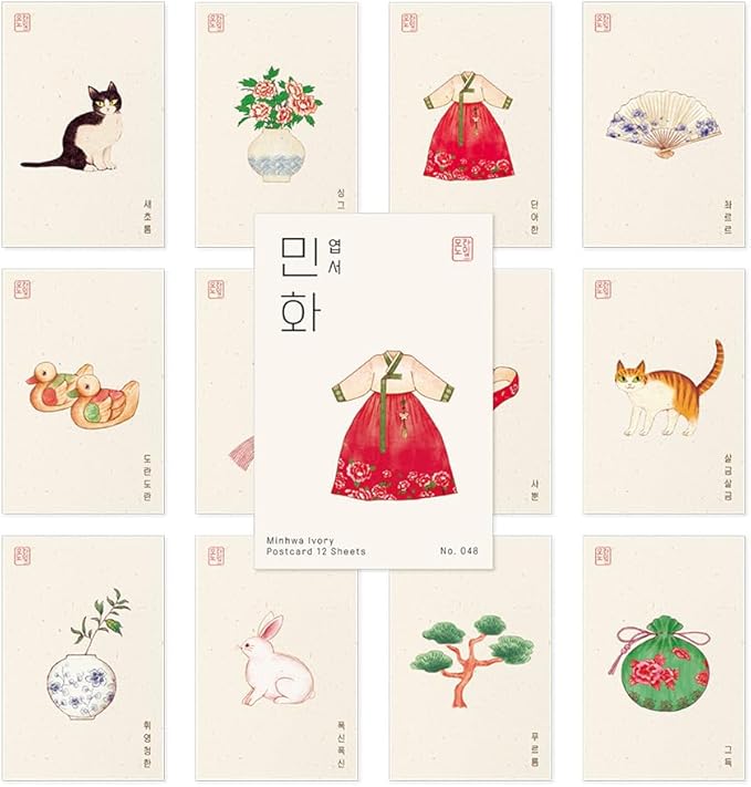 Monolike Minhwa Ivory Single Card - Mix 12 pack Postcards