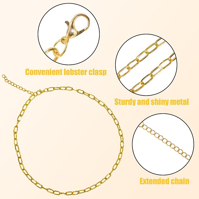 10 Pcs Chain Charm Necklace Bracelets Kit,DIY Paperclip Link Chain Necklaces with Lobster Clasps for Jewelry Making
