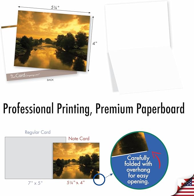 The Best Card Company - Box of 10 All Occasion Cards Blank (4 x 5.12 Inch) - Scenic Landscape Cards Assorted - Sun Settings M1740BN