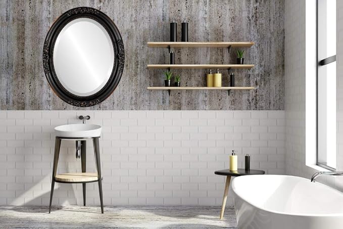 OVALCREST Oval Beveled Wall Mirror for Home Decor - Versailles Style - Rubbed Bronze - 20x24 Outside Dimensions