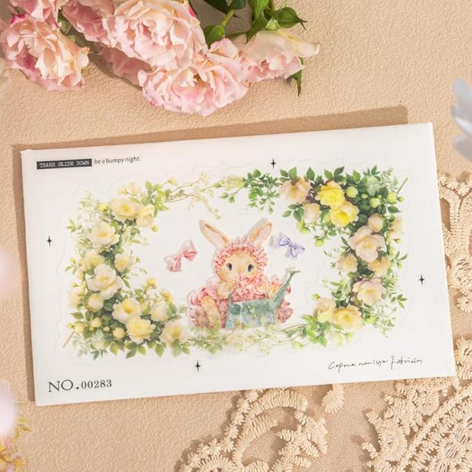 60 Pcs Vintage Flower PET Stickers Set, Large Floral Corner Stickers for Scrapbooking, Journaling, DIY Crafts, with Organizer