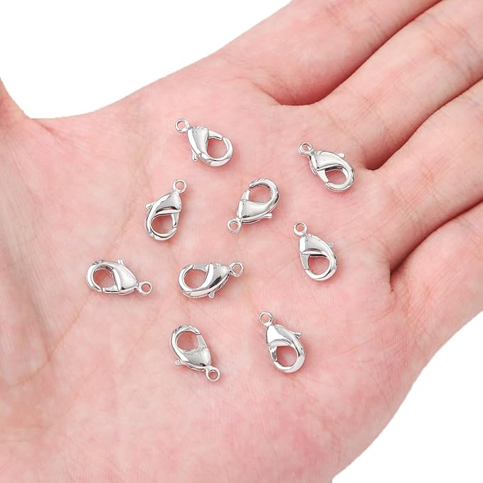 Platinum Plated Lobster Clasps Non Tarnish 12mm 20pcs for Jewelry Making Findings