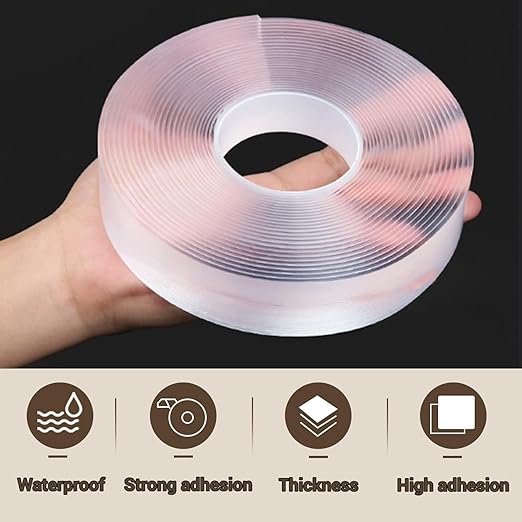 Nano Double Sided Tape Heavy Duty Mounting Tape 1.18" x 33 FT Resistente Clear Super Stick Tape with High Tack Strong Grip Picture Hanging Strips Adhesive Poster Carpet Tape
