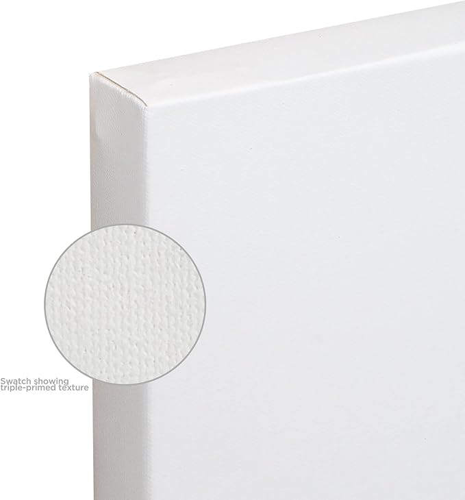 Creative Mark The Edge Deluxe Cotton 1-1/2" Deep Stretched Canvas for Painting, 16x20 Pack of 3, 14oz. Primed Weight, Universal Archival Priming, Medium Tooth, Hand-Stretched Canvas for Painters