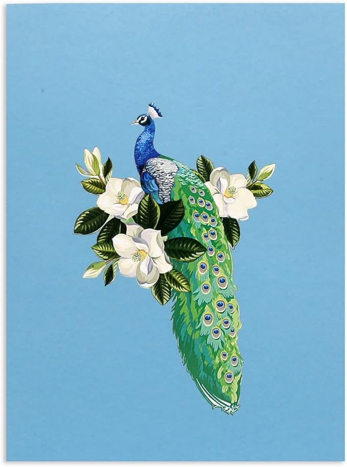 Elegant 3D Peacock Pop-Up Card – Handmade Greeting Card with Floral Perch & Vibrant Feathers – Perfect for Birthdays, Anniversaries, Thank You Notes & Special Occasions, A22