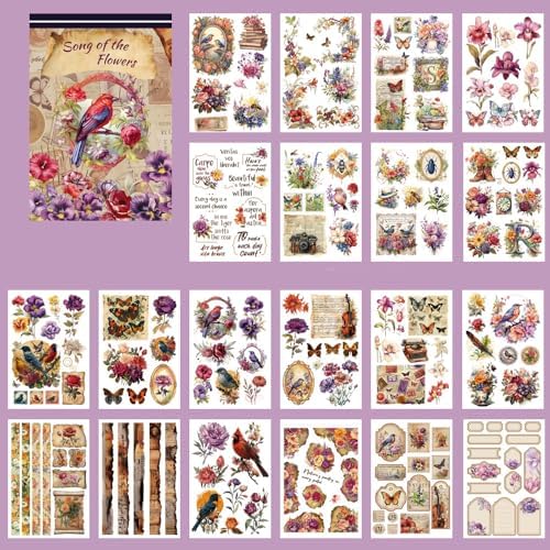 Alideco 20pcs Vintage Scrapbook Stickers Europe and The United States Figure Flowers Sticker Book for Adults Sticker journaling Stickers for Scrapbooking (shijiandehuaying) by Alideco