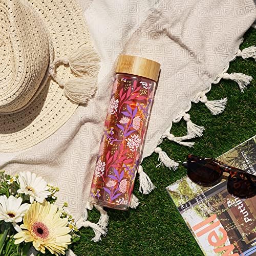 Pinky Up Blair Travel Tea Infuser Mug, Double Walled Insulated Travel Tumbler with Loose Leaf Tea Strainer, Travel Coffee Mug, Keeps Drinks Hot or Cold, 16 oz, Botanical Design - Image 2