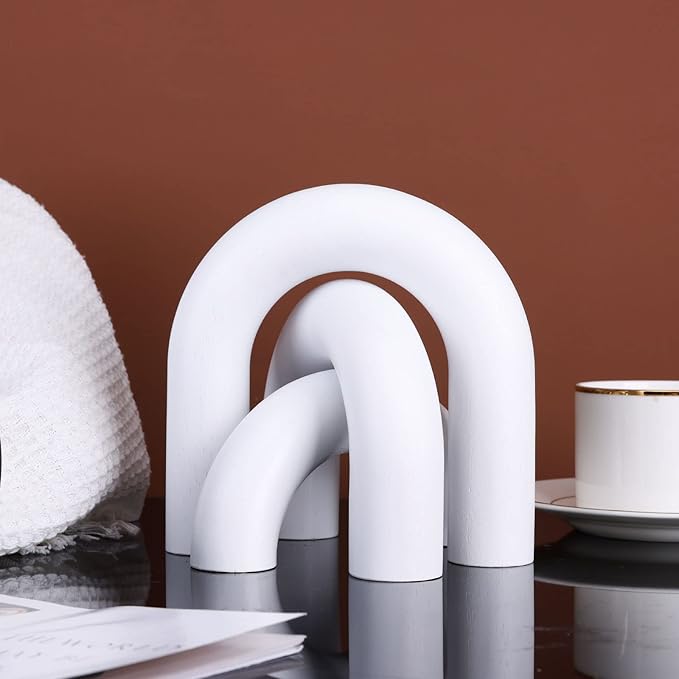 XMGZQ White Wood Arch for Coffee Table Decor Items,Wood Statue and Sculpture Set 3,Japanese Neutral Home Decor Aesthetic,Living Room,Entryway,Bookshelf,Floating,Console,Boho Minimalist Objects