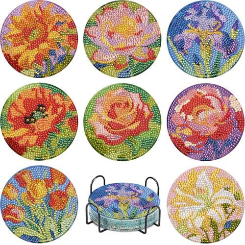 Leatrice 8 Pcs Diamond Art Coasters Small Diamond Painting Kits for Adults by Leatrice20240713