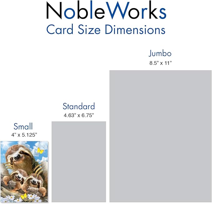 The Best Card Company - 10 Blank Animal Cards Boxed (4 x 5.12 Inch) - Assorted Pets, Zoo, Wildlife Cards - Smiling Sloths AM6864OCB-B1x10