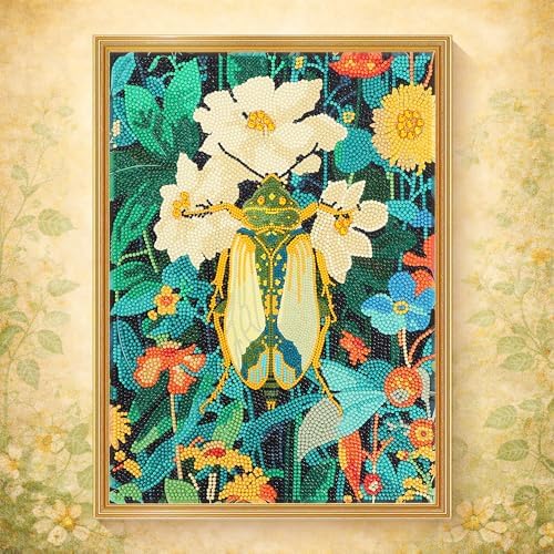 DIAMONDOUBLE High End Diamond Art Kits for Adults, 12x16 5D Diamond Painting on Velvet Canvas, Beetle Design with Mixed Acrylic Full Round, Mini & Special Shape Diamonds, Paint by Diamonds Art Decor by Diamondouble