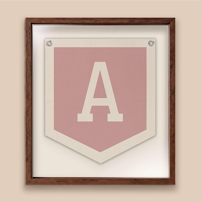 Lacama Pink Initial Personalized Preppy Banner, Baby Shower Decor Gifts, Wall Decor for Women Teen Girl, Vintage Room Decor Toddler Room Bedroom Playroom Front Door Birthday Gift(A)