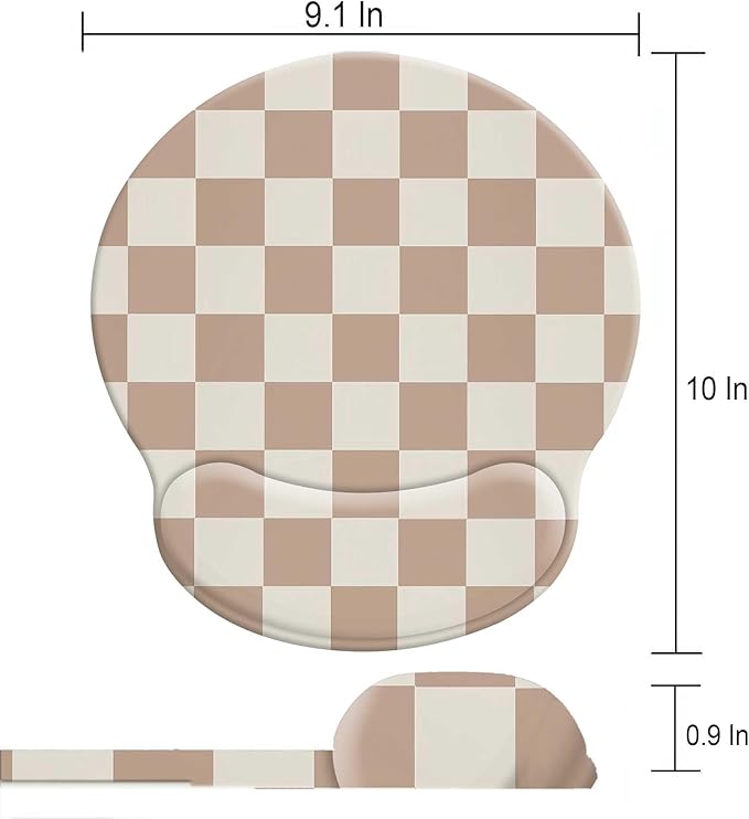 Modern Aesthetic Mouse Pads for Desk, Checkered Pattern Ergonomic Mouse Pad with Wrist Rest,Square Premium Texture Computer Cute Mousepad Design for Office Work Home,Non-Slip Rubber Gaming Mouse Pads